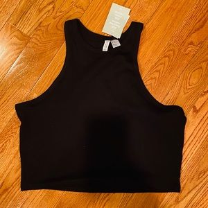 H&M black ribbed racer tank top